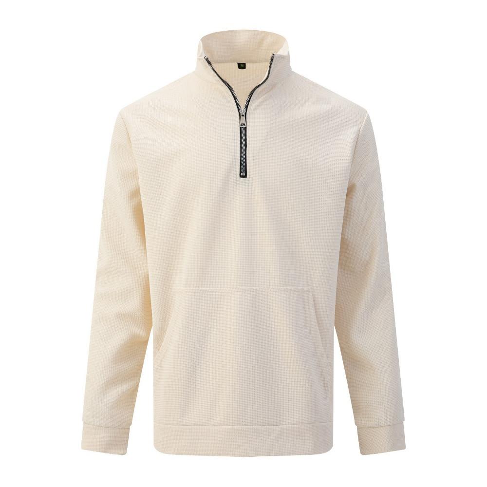 Half Zipper Stand Up Collar Hoodie for Men, Men's Casual Bottom Hoodie, Men's Zipper Cardigan