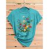 Wildblumenstrauß Damen-T-Shirt - Bunte Blumen-Grafik, Lässiges Petrol-Oberteil