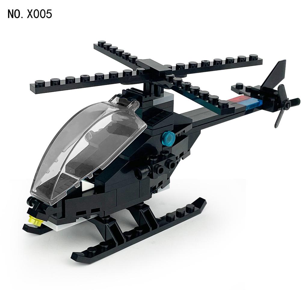 X004 X005 X007 Helicopter Building Block Aircraft Small Particles Spliced Military Toy Bags