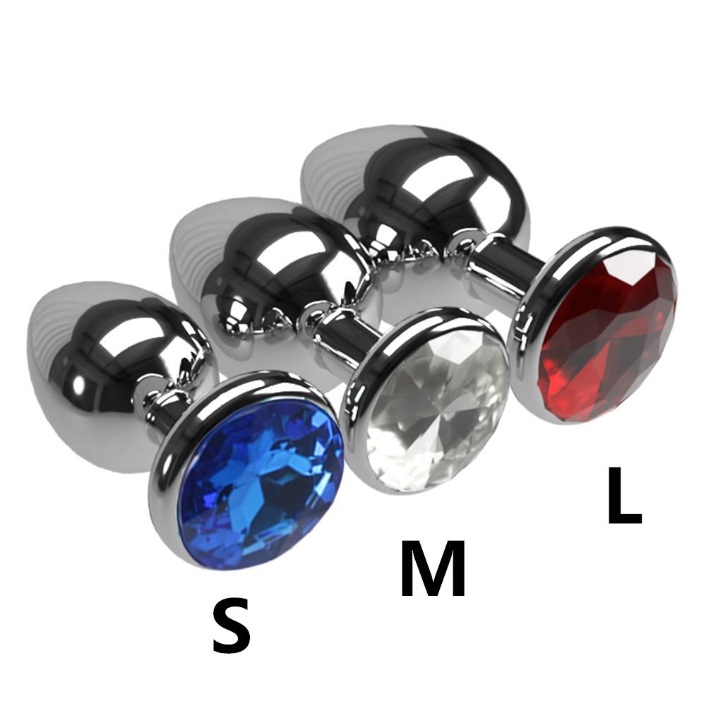 Stainless Steel Anal Plug Anus Plug Anal Bead Adults Sex Toys Metal Butt Plug With Jewelry Colorful Crystal For Women Adult Game