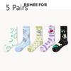 5 Pairs of Female Spring and Summer Trend Cartoon Tube Socks