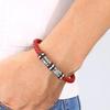 Trendy European-American Woven Leather & Stainless Steel Bracelet