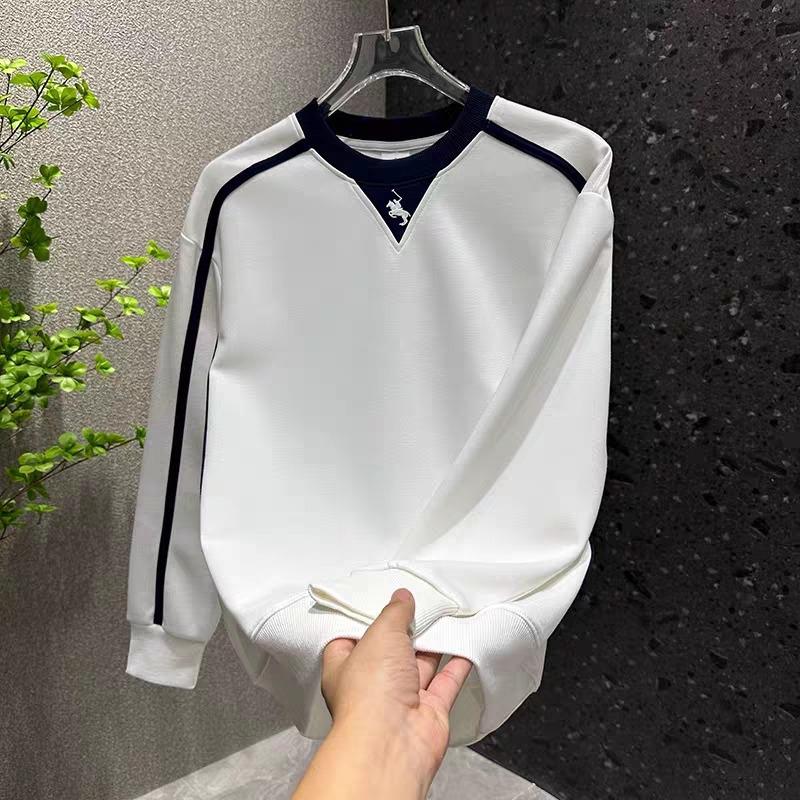 

Korean Style Slim Fit Embroidered Round Neck Hoodie for Men - Trendy Autumn/Winter Fashion L білий