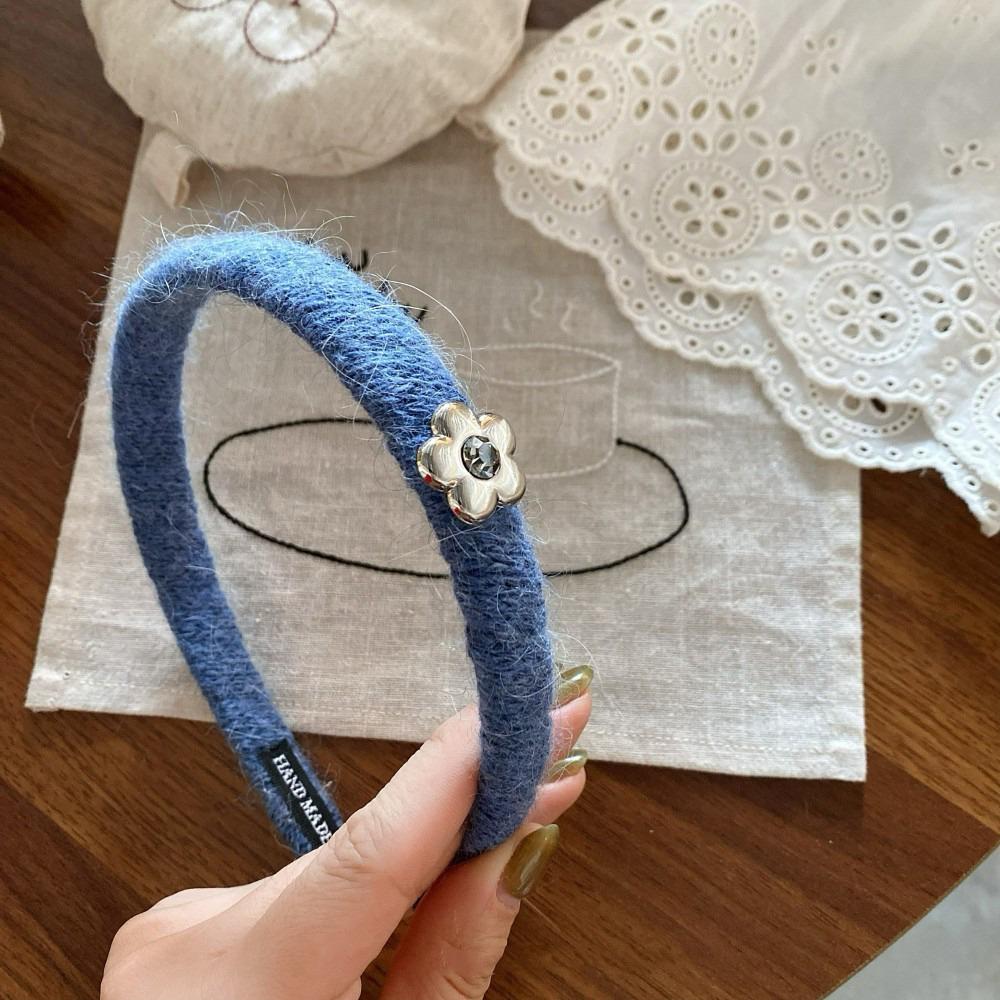 

Vintage Retro Headband Exquisite Thin Edge Hairband Hair Accessories Flower Knitted Hair Band Lady синій