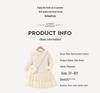 Autumn Knitted Lace Patchwork Dress for Baby Girls - Beige, Long Sleeve, Round Neck