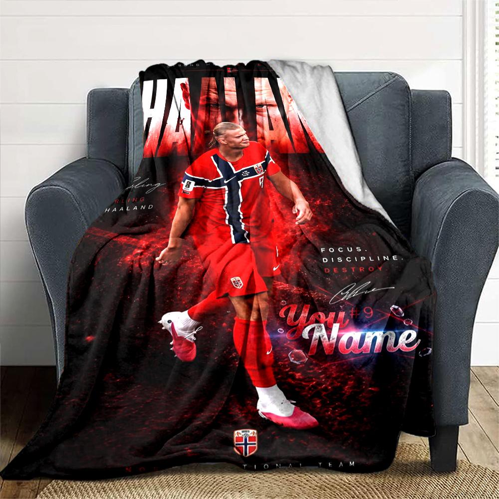 Haaland (68) Personalized Name Blanket Multi-purpose Personalized Blanket Warmthful Decor Throw For Living Room Nap Chair Picnics All-Season Use