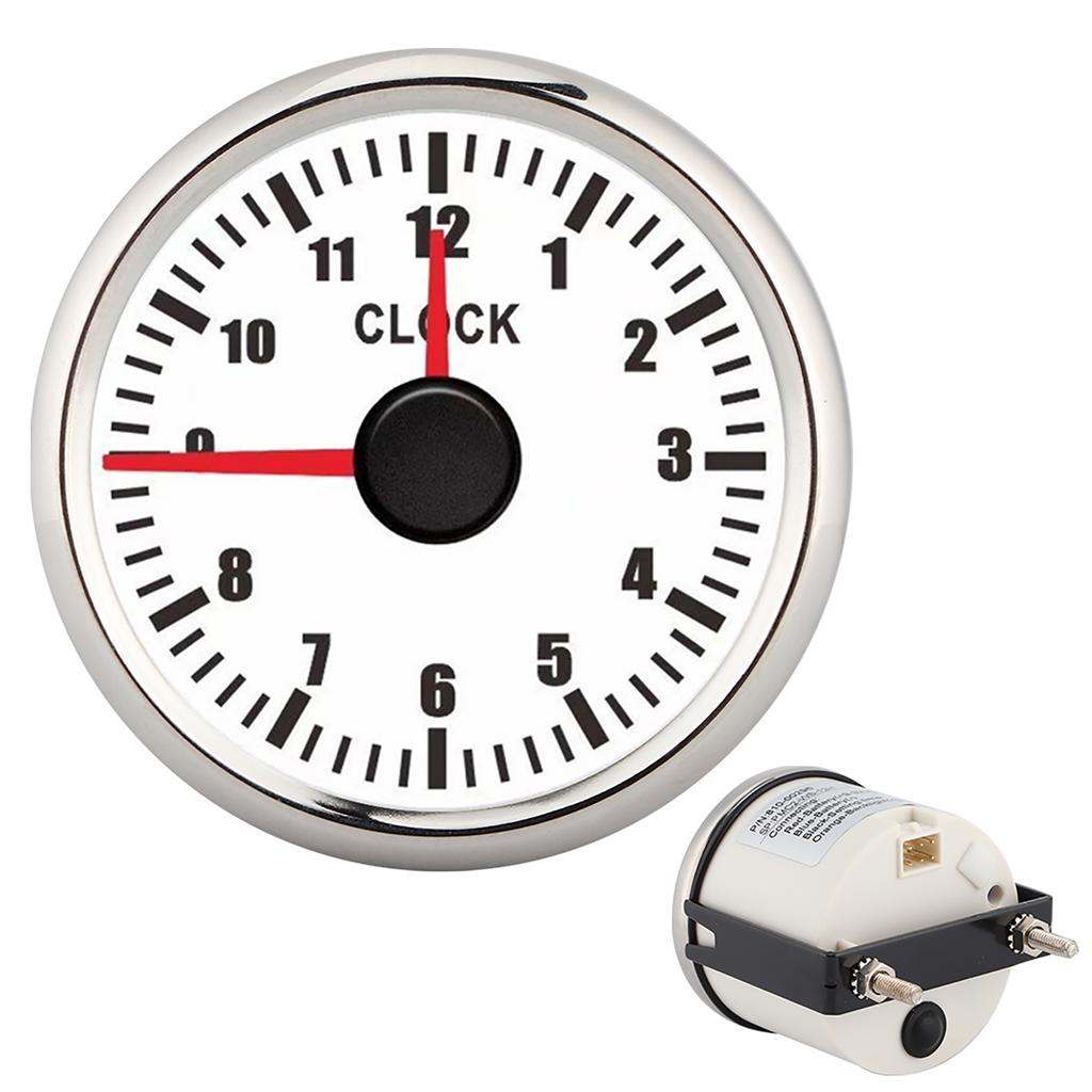 2in Universal 0‑12 Hourmeter Clock Instrument Panel Gauges Display Red Backlight 12V 24V for Car Boat Yacht