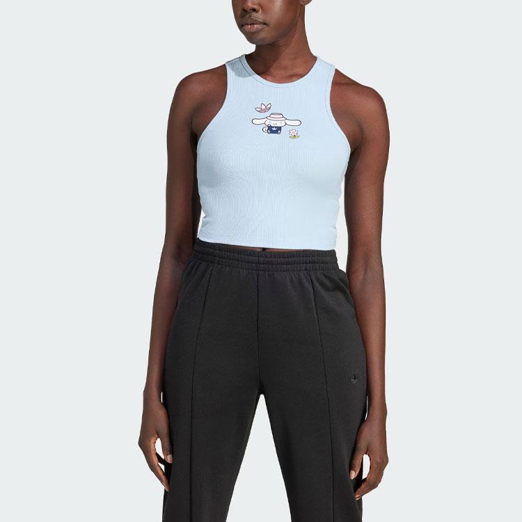 Adidas Originals x Hello Kitty Cinnamoroll Tank Top With Cartoon Print Women Tops Pink Blue JG8052