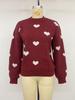 TEMU Europe 2026 Autumn/Winter Mature Style Knitwear: Heart Jacquard Round Neck Loose Sweater
