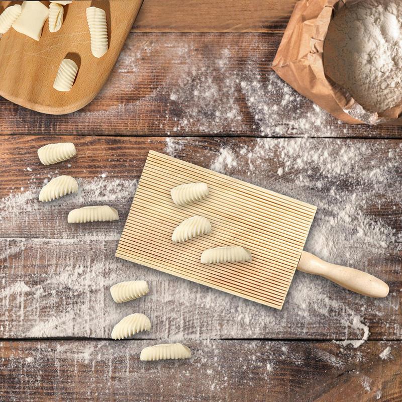 Wooden Garganelli Board 13.5x8.5cm Non-sticky Practical Pasta Gnocchi Macaroni Board Making Kitchen Cooking Rolling Tools