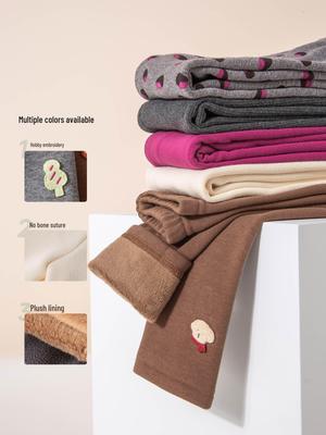 Tongbei 2025 Winter Girls' Fleece-Lined Embroidered Leggings
