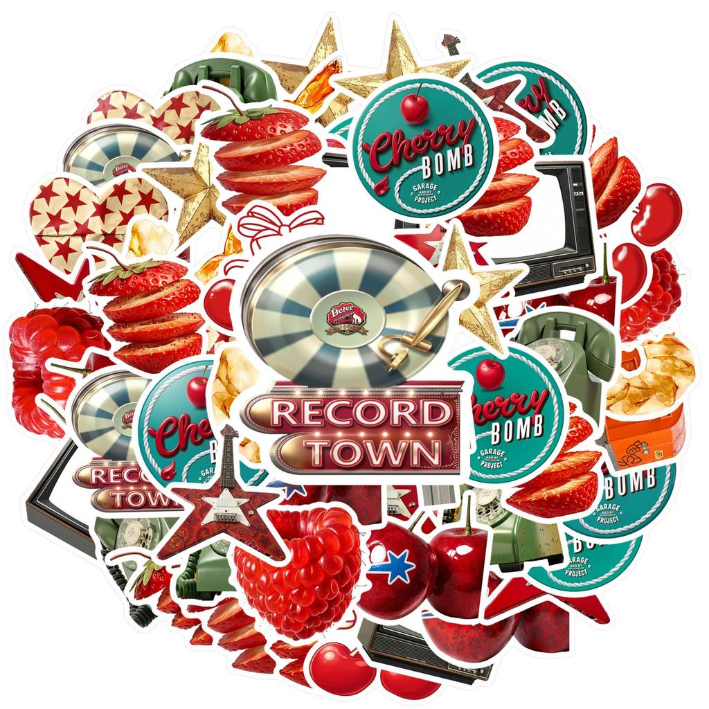 35pcs Vintage Fruit Stickers Retro Music DIY Stickers Graffiti Decals For DIY Phone Guitar Laptop Notebook Suitcase Cup Laptop