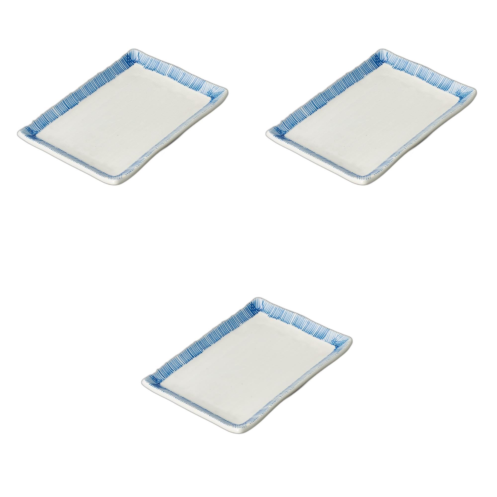 

Set of 3 Samidare Rectangular Yakitori Plates x x Ceramic Yakitori Plates by Setomonohonpo [20.5 14.6 2.5cm]