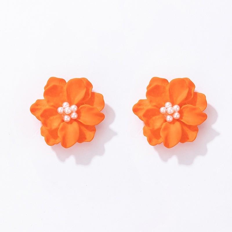 Pinkdudu Sweet Pink Flower Resin Bead Earrings Trendy Elegant Stud Earrings Simple Women Jewelry PD2269