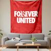 Tapestry Forever United Manchester United White Text Red Minimalist Wall Hanging Men Cave Decor