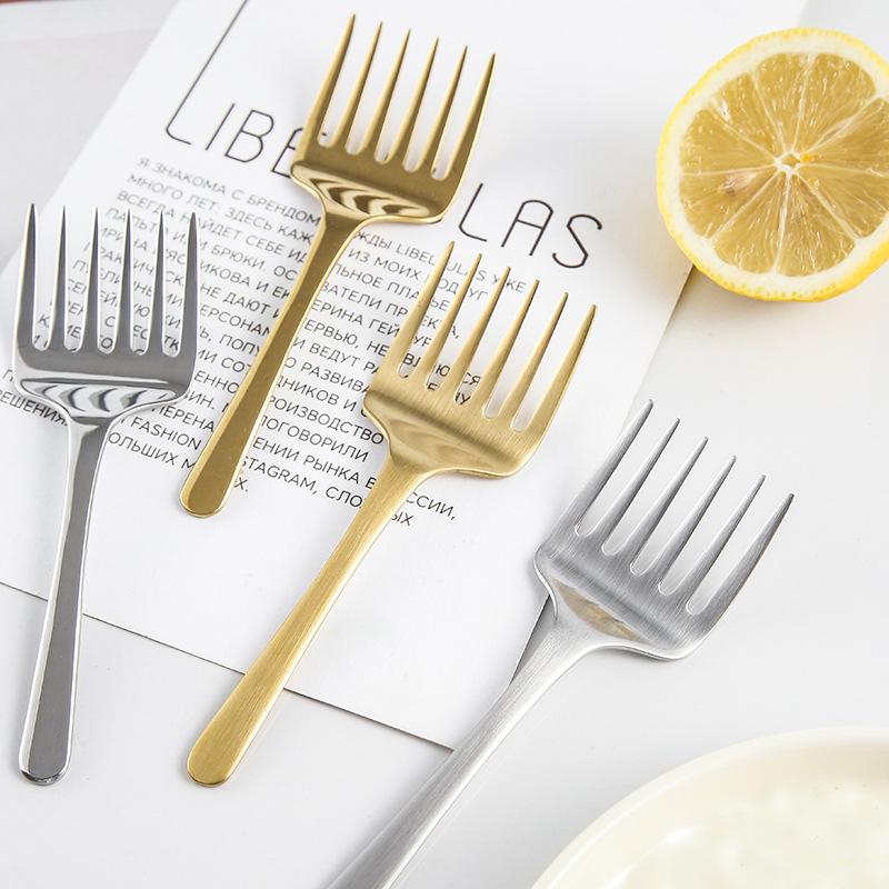 Stainless Steel Fruit 6 Toothed Fork Dessert Forks Lunch Box Accessories Household Tableware Kitchen Salad Western Cutlery Gifts