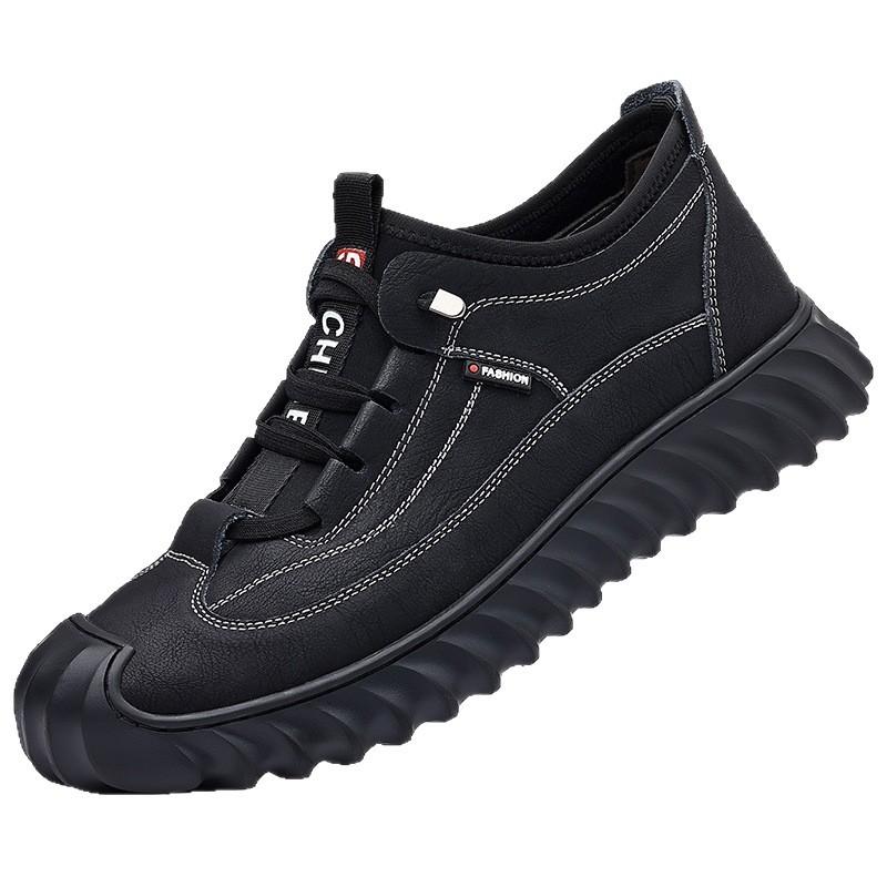 Woodpecker Men's Shoes Autumn New Soft-soled Leather Shoes Men's Velvet Cotton Shoes Casual Shoes Household Shoes