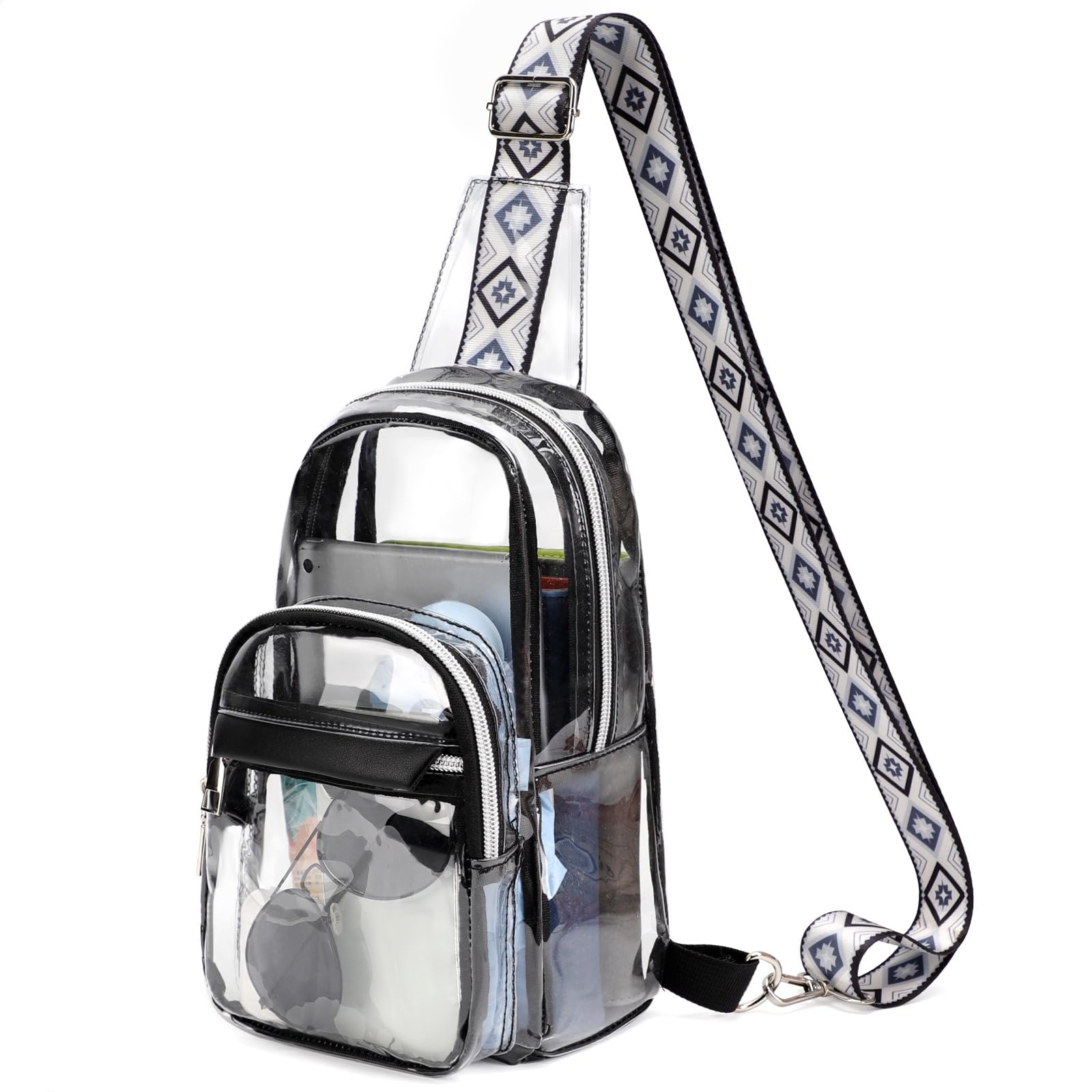 

TINYAT Clear Body Bag for Women, Stadium Approved, Waterproof PVC, Multifunctional Shoulder Bag, Crossbody Bag, Vinyl, Perfect for Concerts, Travel,