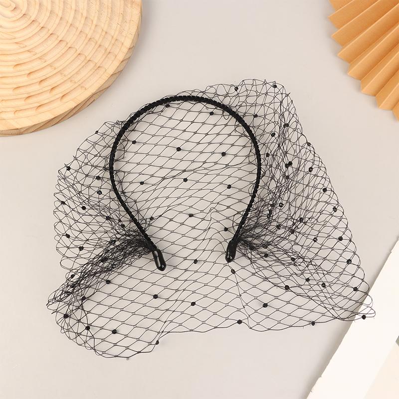 Fashion Tulle Cage Veil With Pearls Wedding Party Dress Veil Headbands Hair Jewelry Party Stage Headgear Headdress