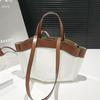 New Leather Basket Handbag Luxury Brand Designer Large Capacity Fashi Simple Ctrast Color Commuter Banquet Shoulder Tote Bag