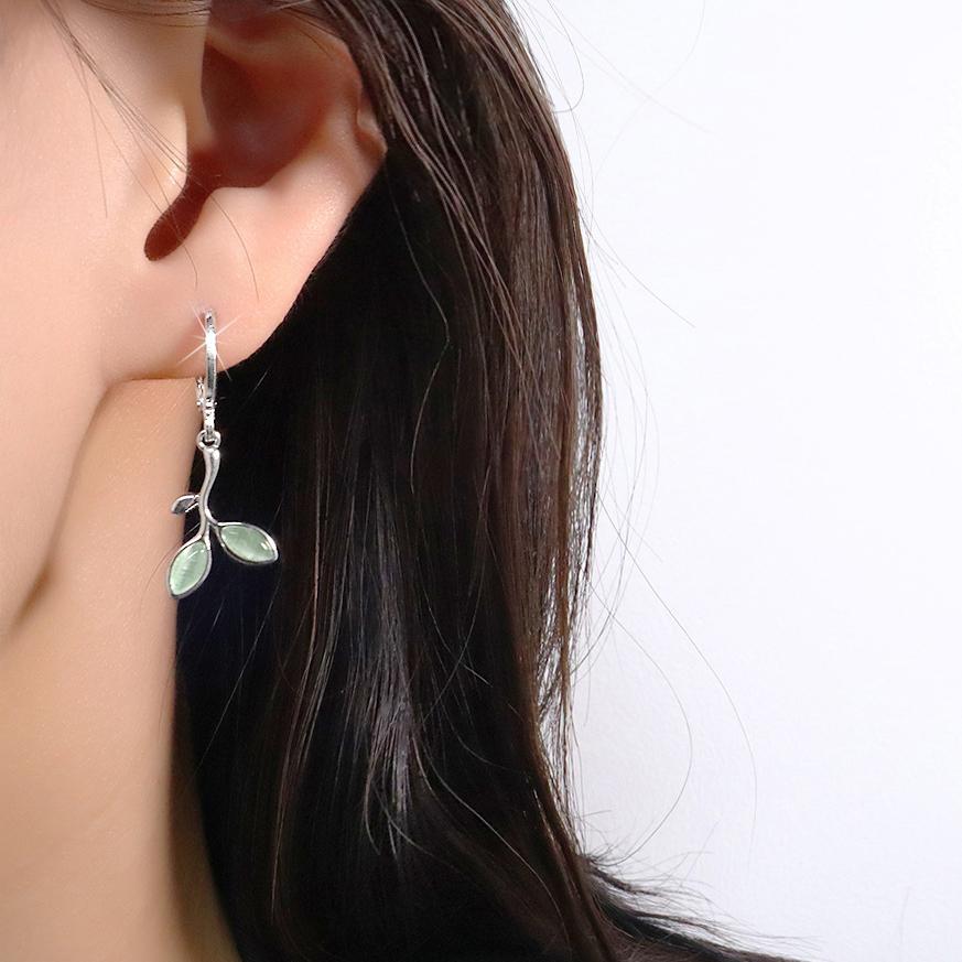 925 Silver Drop Earrings Hoop Pearl Leaf Vintage Irregular For Women Girl Gift Fashion Jewelry Dropship