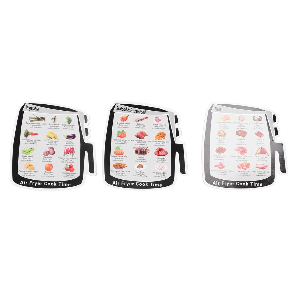 3Pcs Kitchen Cooker Magnet Guide Vegetable Meat Seafood Frozen Food Cooking Times Reference1