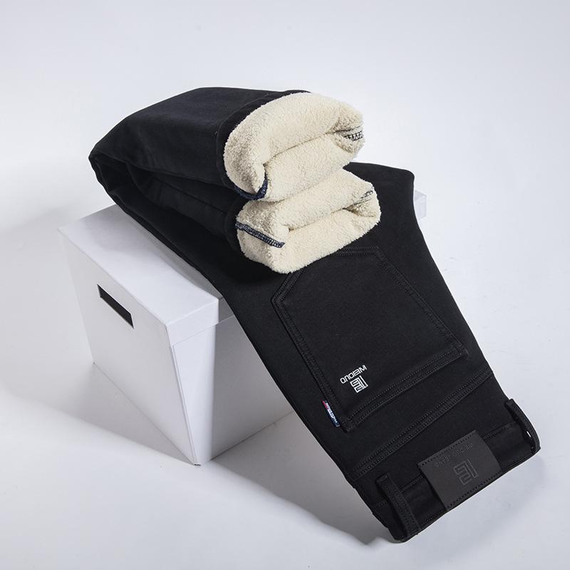 High-end winter velvet jeans loose straight elastic thickened warm cotton velvet long pants tide