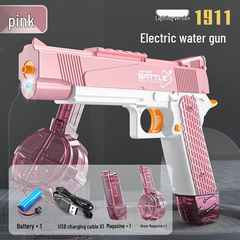 

Электрический игрушечный водяной пистолет 1911: Полностью автоматический, Непрерывный огонь, Светодиодная подсветка. Идеально для фестивалей, тимбилдинга и развлечений в бассейне.