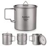 Aomiun Ultralight Titanium Cup Outdoor Portable 2PCS Cup Set 300ml 650ml Camping Picnic Water Cup