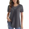 Top Estivo da Donna Taglie Forti con Ruffle in Pizzo a Manica Corta e Cintura (M-4XL)