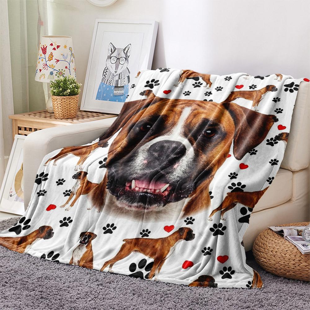 1PC Cute Pet Puppy Print Flannel Blanket, High quality All Seasons, Home Decor, Warmth and Comfort, Perfect for Christmas Gifts