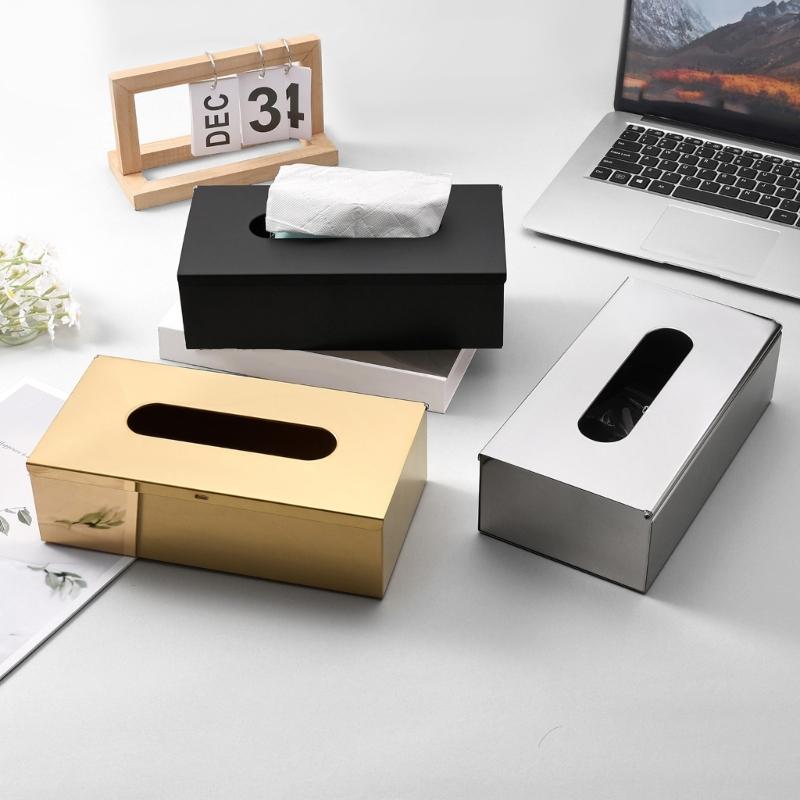 Wall Mount Tissue Box Metal Storage Case, Rectangular Pull Out Tissue Holder for Bathroom Kitchen and Dining Use
