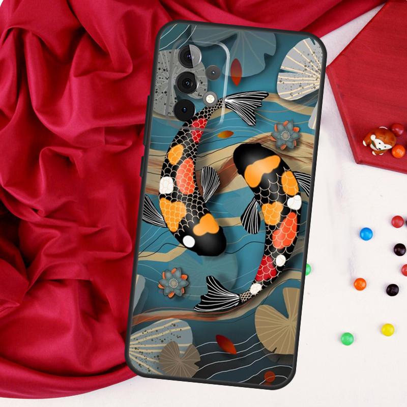 Koi Carp Fish Yin Yang For Samsung Galaxy A15 A55 A53 A33 A35 A22 A32 A52 A54 A34 A14 A56 A36 A26 A16 A05 A06 Case