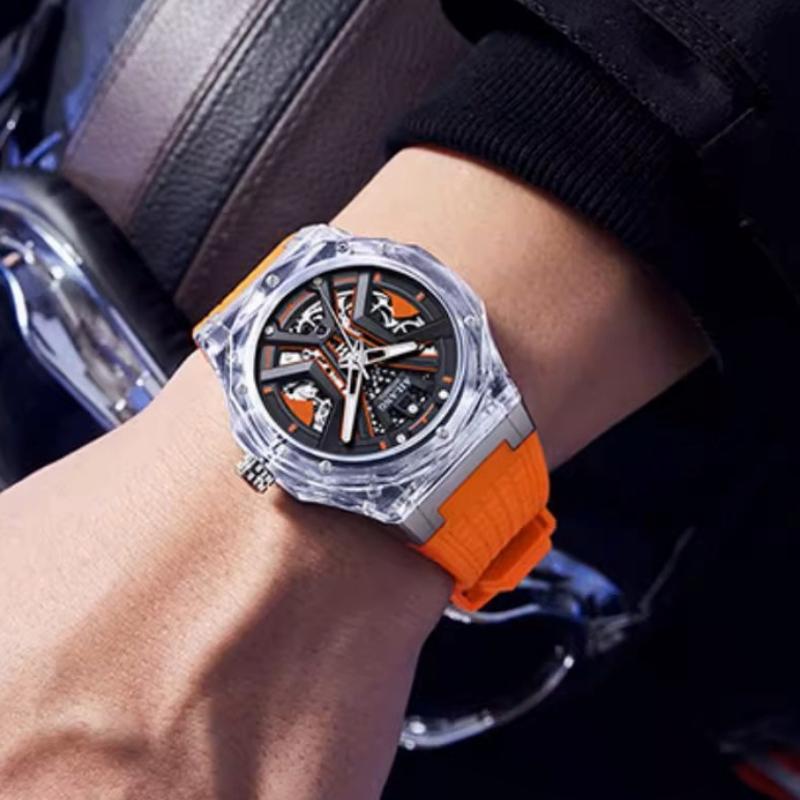 AILANG Automatic Mechanical Watches Mens Luxury Brand Fashion Sports Waterproof Transparent Case Wristwatch Men New