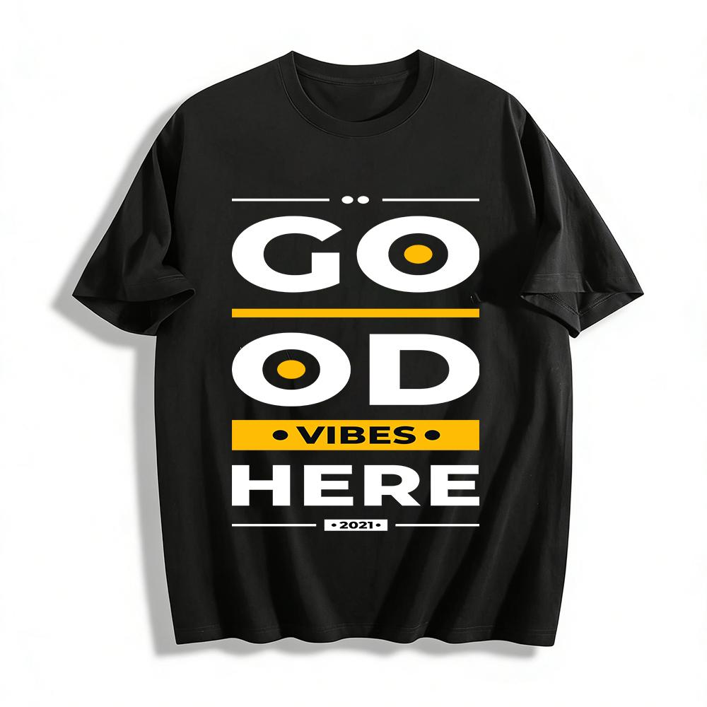 

VIBES Graphic Print Casual Tshirt Unisex Loose Fit Top 2021 Version Pure cotton T-shirt XXS