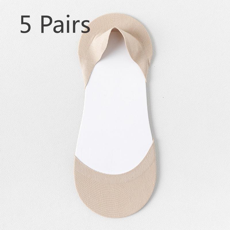 5 Pairs of Women's Summer Thin Non-slip Heel Shallow Mouth Invisible Socks