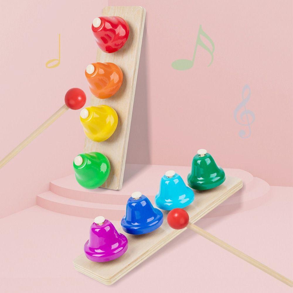 Wooden Percussion Instrument Children Toys Metal Bell Musical Learning Toy Teaching Aids