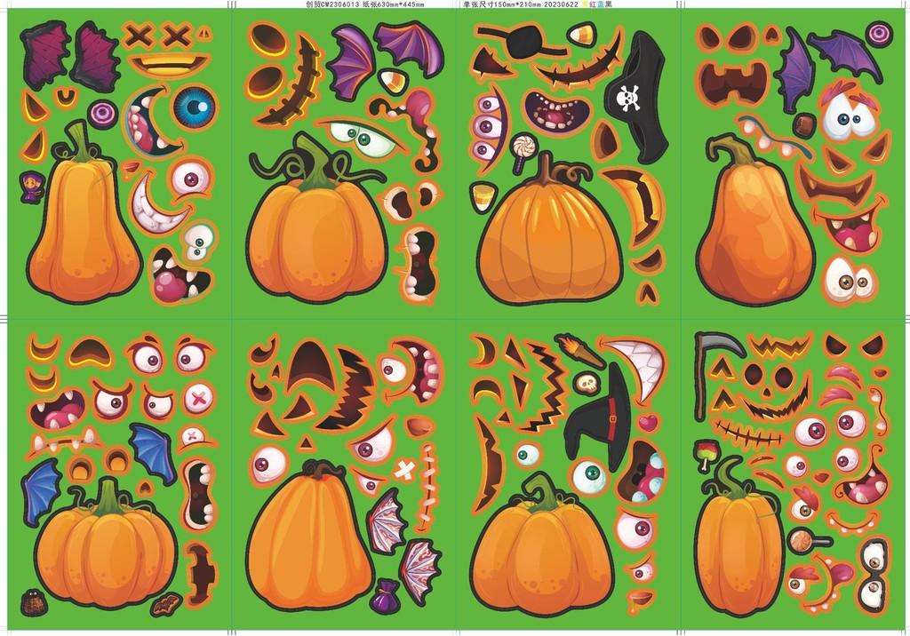 Adorable Halloween Pumpkin Decorative Stickers Set For Kids With Fun Cartoon Designs