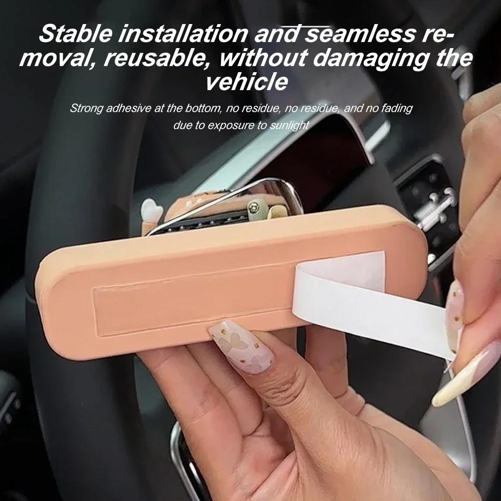 Car Sliding Bear Temporary Parking Number Plate Dashboard Phone Card Cute Skateboard Bear Decor