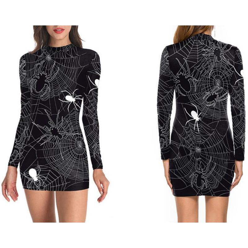 European And American Halloween Sexy Tights Gala Party Women'S Clothing, Long Sleeve Dresses