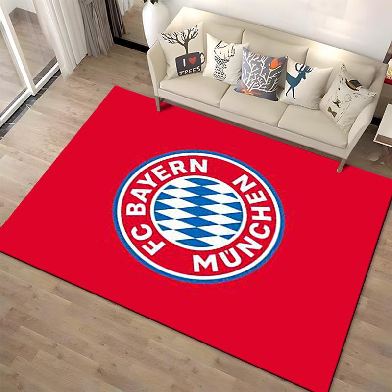 FC Bayern Logo Red Rug Design Non-slip Rug Suitable for Living Room and Bedroom Sofas.