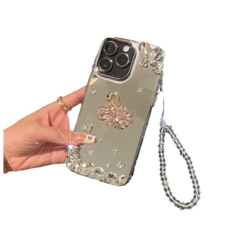 Diamond Swan for Apple Phone Case 16promax New for IPhone 17 for Chain 13 Handheld Rope 14