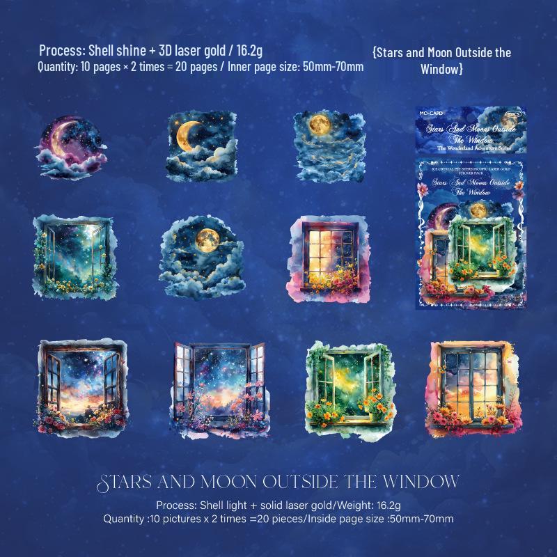 

Mò Mò Ice Crystal 3D Laser Gold Sticker Pack - Wonderland Series Retro Journal Scenery Decor.
