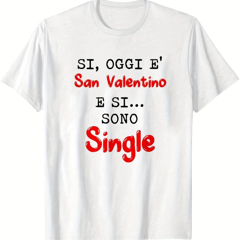 

San Valentino Single Italian Text T-Shirt,Soft Breathable & Fade-Resistant, Classic Fit for Daily Casual Wear XXL белый