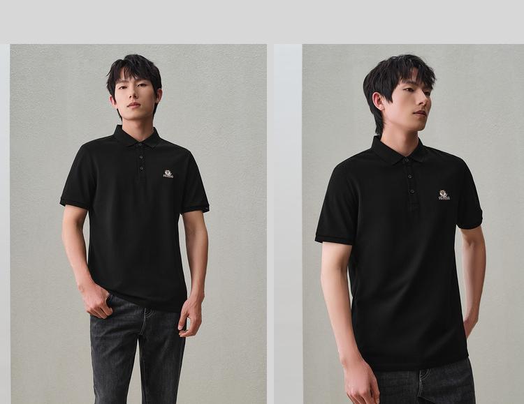 Ice sensing technology cotton cool short sleeved polo shirt moisture wicking embroidered men