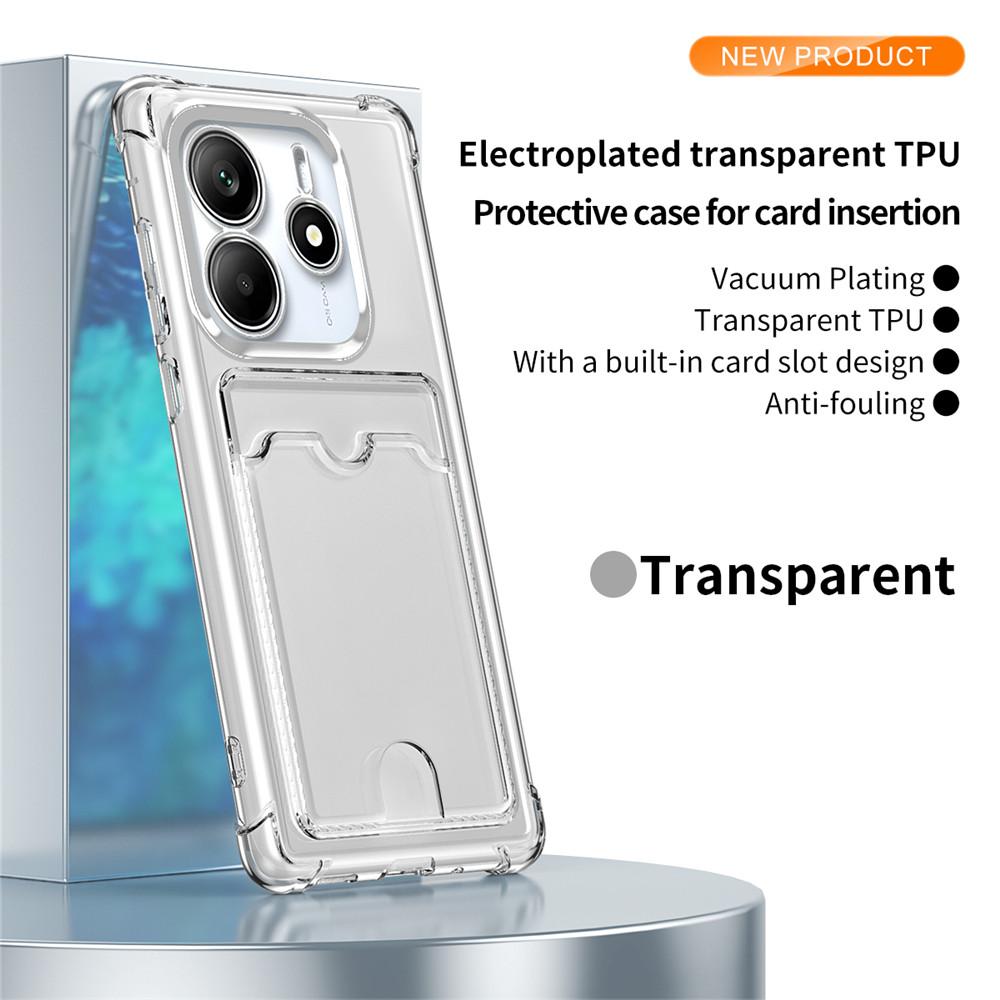 

Чехол для телефона с гальваническим покрытием, слотом для карт и прозрачной силиконовой мягкой задней крышкой для Xiaomi 14T 13T 12T 11T Pro POCO X6 X5 M6 Pro C65 C75 For POCO M6 Pro (4G)