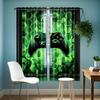 2 Pieces of Game Curtains with 2D Gamepad and Controller Print-vibrant Green and Black Game Design Polyester Fiber