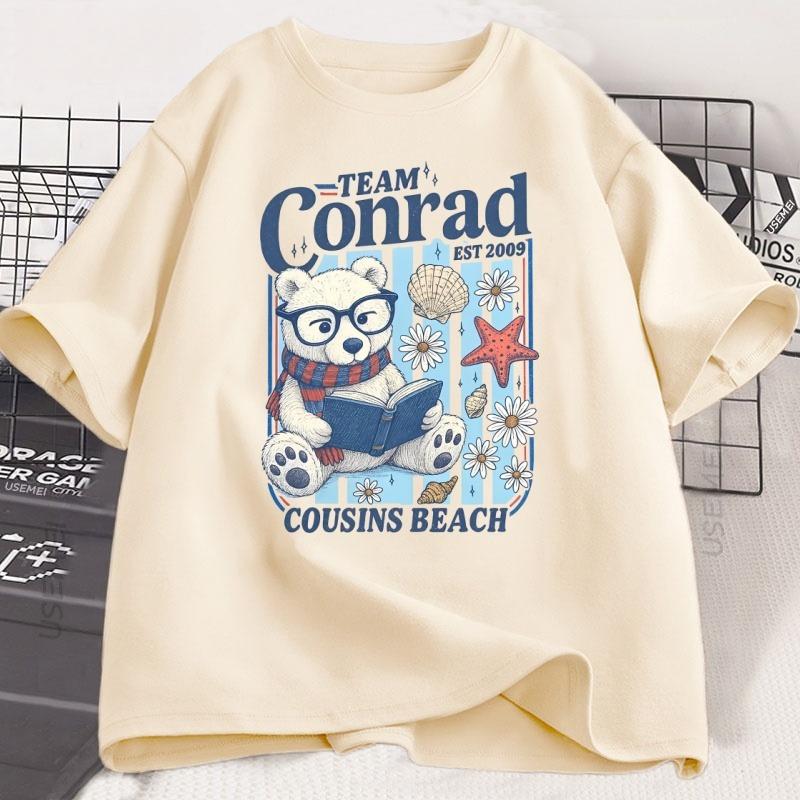 Team Conrad Junior Mint Bär T-Shirt Sommer Strand T-Shirt Herren Damen Locker Baumwolle Kurzarm T-Shirt Rundhals T-Shirt Atmungsaktiv