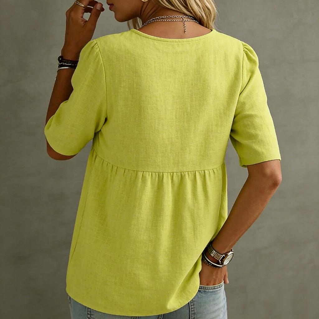 Women's Short-sleeved -color V-neck Stylish Top