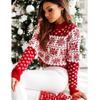 Dame julestrikket genser Snowflake Rød Hvit julegenser Langermet strikket genser